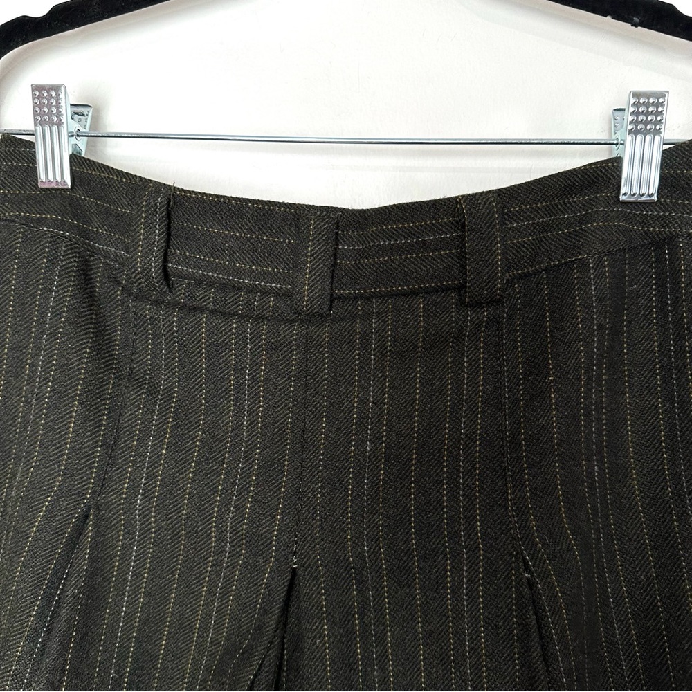 Vintage Wool Pin Striped Pleated Culottes Gaucho Pants Wide Leg Feminine Career - Picture 8 of 10